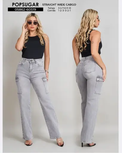 Jeans straight wide cargo popsugar 60519