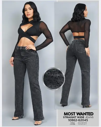 Jeans straight con pedrería mostwanted 62045