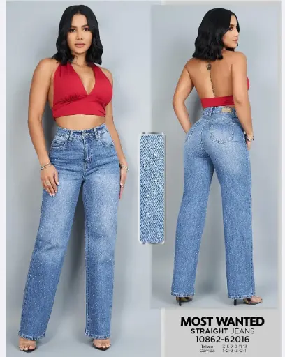 Jeans straight con pedrería mostwanted 62016