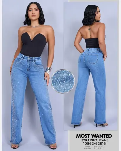 Jeans straight con pedrería mostwanted 62816