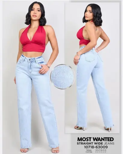 Jeans straight con pedrería mostwanted 63009