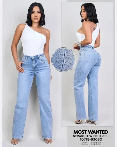 Jeans straight con pedrería mostwanted 63030